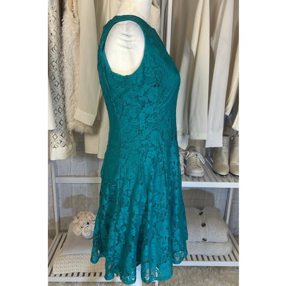 Danny & Nicole Women's Size 4 Teal Lace Fit & Flare Skater Dress #0573 - Picture 2 of 11